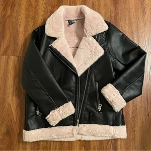 H&M Sherpa leather motorcycle jacket